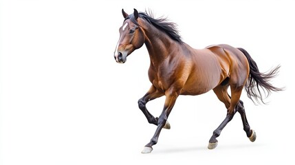 Fototapeta premium Bay horse in a clean, minimalist composition, symbolizing elegance and simplicity.