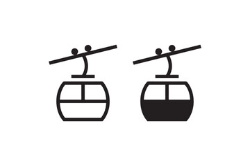 Cable car icon in black and white Vector