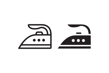 Iron appliance icon in black and white Vector