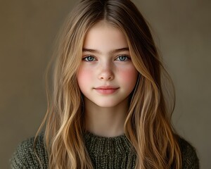 This is a portrait of a young girl facing the camera