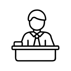court clerk icon, court clerk line art - simple line art of court clerk, perfect for court clerk logos and icons
