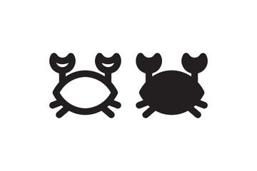 Crab icon with claws and legs Vector
