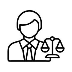 lawyer icon, lawyer line art - simple line art of lawyer, perfect for lawyer logos and icons