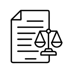 legal scales with document icon, legal scales with document line art - simple line art of legal scales with document, perfect for legal scales with document logos and icons
