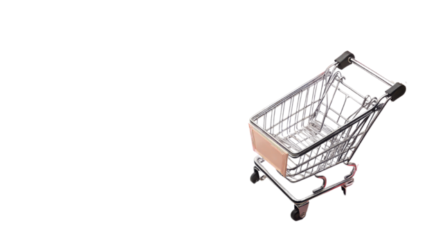 empty shopping cart isolated on transparent background. 