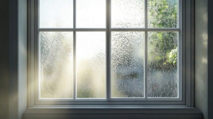 Fototapeta premium A clean white window is letting in natural sunlight outside