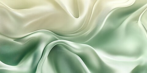 Fototapeta premium Ethereal Silk: Gentle folds of shimmering silk cascade in shades of serene green and gold, creating a sense of elegance and luxury.