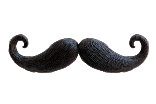 Black mustache isolated on transparent background
