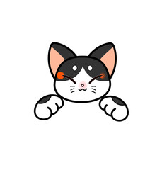 手を招いてる猫のイラスト