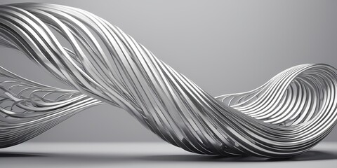 Futuristic Twisting Metallic Sculpture with Abstract Ribbon-Like Design and Smooth Curves