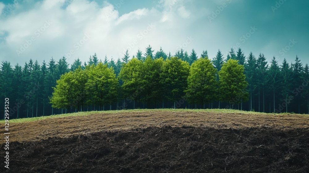 Wall mural contrasting environments showcase the impact of deforestation and the beauty of thriving forests in 