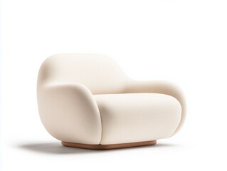 Modern Minimalist Lounge Chair With Soft Rounded Silhouette and Cream Upholstery Designed for Contemporary Interior Spaces