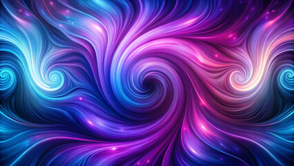 Obraz premium Abstract swirls, vibrant colors, fluid motion, cosmic patterns, neon blue and purple, psychedelic art, fractal design, digital painting, iridescent textures, dynamic curves, energy flow, dreamlike