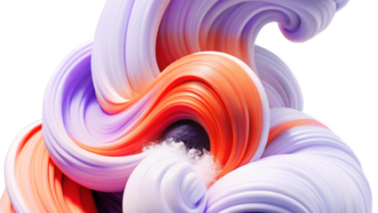 Abstract swirling shapes, vibrant colors, fluid motion, organic curves, red and purple gradients, white background, smooth textures, dynamic composition, glass-like surfaces, ethereal wisps, 