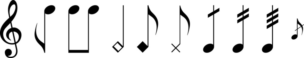 Music notes icon set, Music notes symbol sign, Vector illustration symbol isolated on transparent background