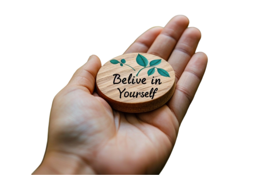 Believe in Yourself Text Isolated on Transparent Background - Powered by Adobe