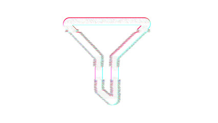 Icon filter is distorted. Glitch. Noise, chromatic aberration, geometric distortion