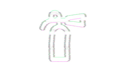 Icon fire extinguisher is distorted. Glitch. Noise, chromatic aberration, geometric distortion