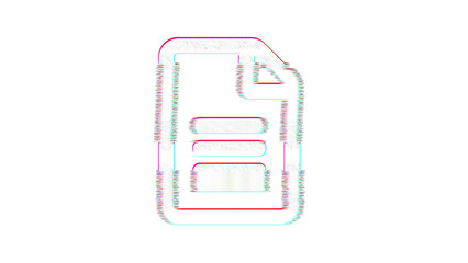 Icon file text is distorted. Glitch. Noise, chromatic aberration, geometric distortion