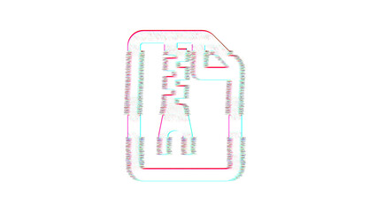 Icon file archive is distorted. Glitch. Noise, chromatic aberration, geometric distortion