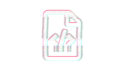 Icon file code is distorted. Glitch. Noise, chromatic aberration, geometric distortion