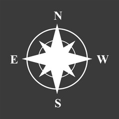 Compass, compass rose, navigation icon. Vector compass icons of north, south, east and west direction, flat design symbol