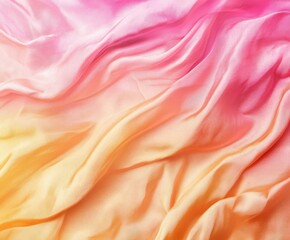 Fototapeta premium Color Symphony: A vibrant abstract display of flowing fabric. Soft waves of silky cloth create a mesmerizing dance of light and shadow, transitioning through a gradient of vivid, uplifting colors. 