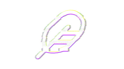 Icon rounded feather is distorted. Glitch. Noise, chromatic aberration, geometric distortion