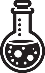 Silhouette vector icon of a laboratory flask, symbolizing science, chemistry, and experiments. Ideal for research, education, biotech, and medical designs.