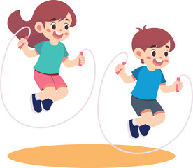 Children Playing Rope Jump in Play Ground