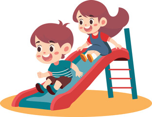 Children Playing Sliding in Play Ground