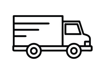 Delivery truck outline icon, isolated on white background. Vector illustration