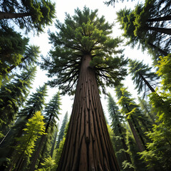 Naklejka premium Giant Redwood Tree: Majestic Forest, Nature Photography