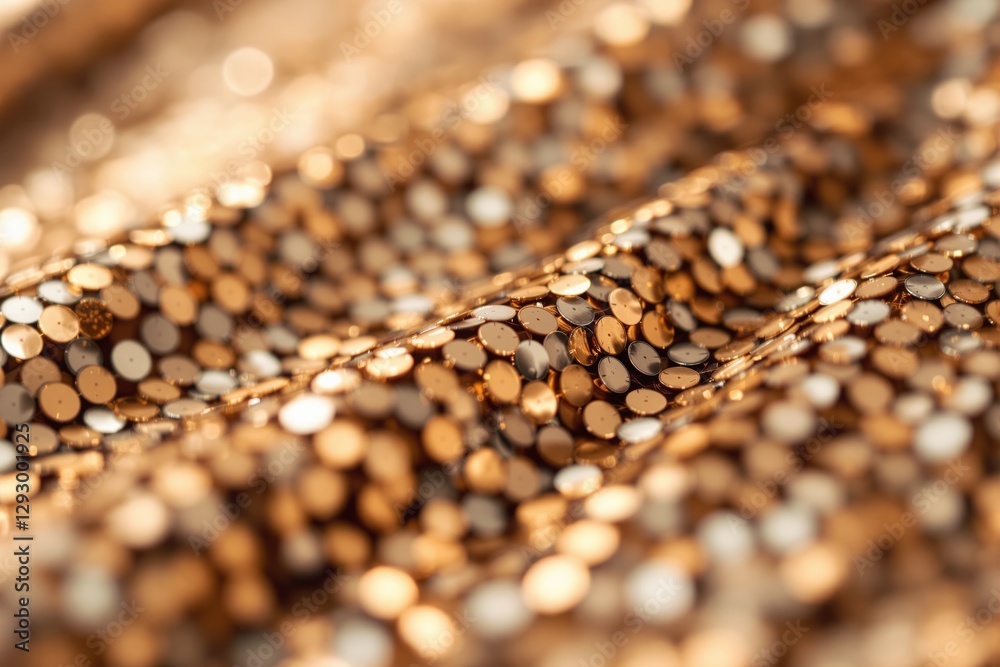 Aufkleber Abstract close-up of golden sequins with soft focus and light reflections.