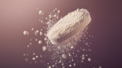 Floating Supplement Powder Surrounded by Dust Particles in Air