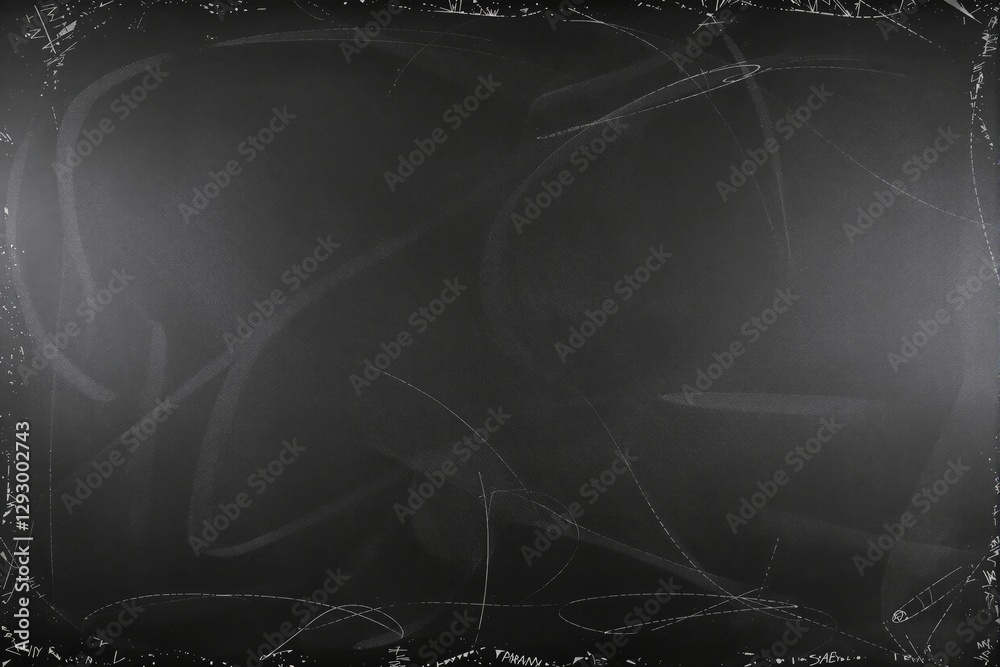 Poster Abstract dark chalkboard texture with scribbles and smudges on the edges.