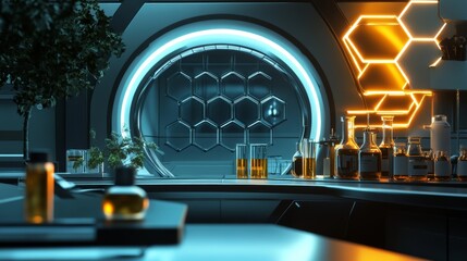 Futuristic Dermatology Laboratory Featuring Phytosphingosine Molecule