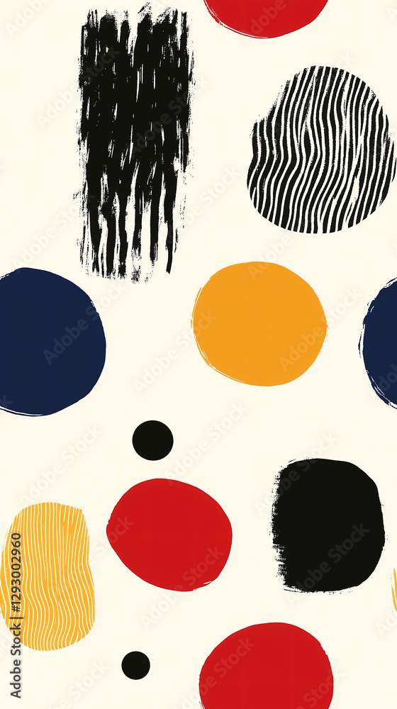 Poster geometric abstraction: a visually dynamic composition of colorful shapes and textures creating a vib