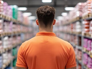 Fototapeta premium Warehouse inventory management employee organizing stock industrial location professional content neutral viewpoint
