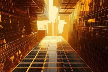 A visually captivating portrayal of a futuristic cityscape where solar panels are seamlessly incorporated into buildings serving as a powerful symbol of solar energy's potential in urban settings
