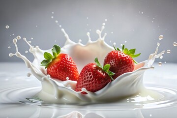 Delicious Milk Splash with Strawberries: Refreshing Summer Drink