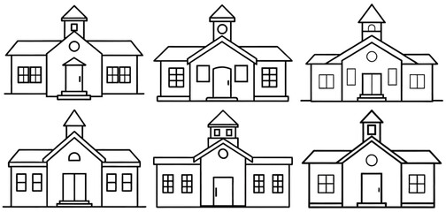 School Outline Coloring Page Printable Line Art Drawing