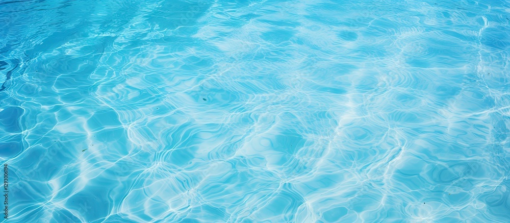 Poster crystal clear turquoise water surface with gentle ripples, capturing sun reflections for a serene an