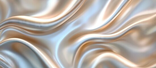 Obraz premium Elegant smooth white satin silk fabric with wavy design in soft hues of cream and silver creating a luxurious abstract backdrop.