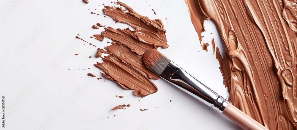 Poster light brown brush on white backdrop with smeared brown paint nearby creating a clean aesthetic perfe