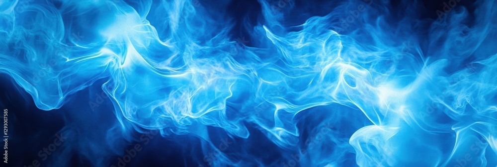 Poster close up view of a bright blue gas flame creating an intense glow against a dark background. generat