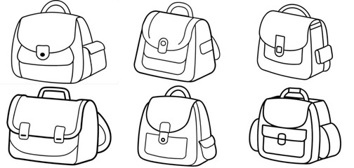 School Bag Outline Coloring Page Printable Line Art Drawing