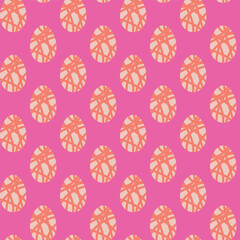 Seamless Pattern with Decorative Eggs on Vibrant Pink Background