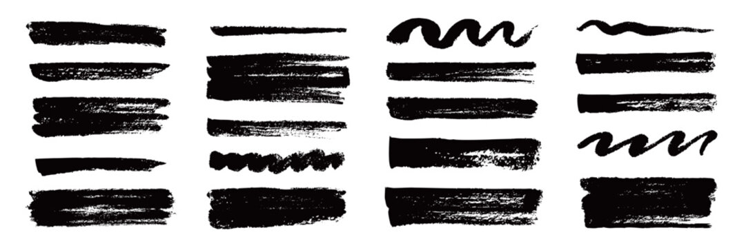 Marker brush texture stroke paint underline highlight. Marker pen highlight stroke. Vector hand drawn brush underline element set for accent, crayon texture emphasis element. Chalk vector illustration