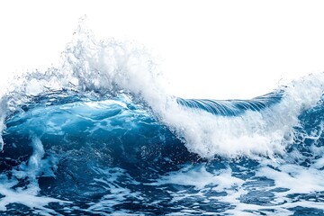 A powerful ocean wave crashing with white foam and blue water